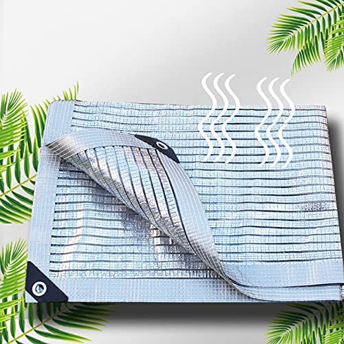 Geovne Filet D'ombrage en Aluminium Réfléchissant 75%,Shade Net,Tissu D'ombre Résistant Aux UV,Voile D'ombrage Coupe-Vent,pour Abri de Voiture/Fleurs/Plantes de Serre,Argent (3x5m)