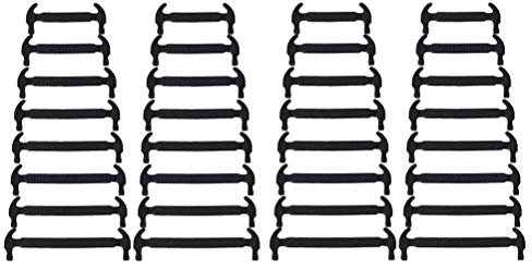 2 Paires No Tie Lacets de Chaussure, 3.5-7cm Lacets Élastiques en Silicone No Tie Lacets pour les Enfants et Adultes pour Sports Shoes Sneaker Conseil Bottes(Noir)