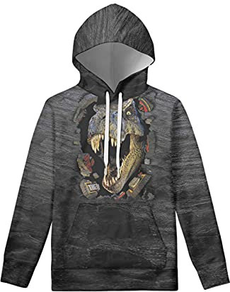 Biyejit Jungen Mädchen Fleece Hoodies Plüsch Pullover Hoodie Casual Kapuzenpullover Sweatshirts mit Tasche für Alter 6-16 Kinder, T-rex, 6-7 Jahre