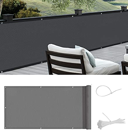 COOL AREA Balkon Sichtschutz 120x600cm Balkonverkleidung UV-Schutz PES Balkonabdeckung wetterfester mit Kabelbinder,Schutz vor neugierigen Blicken,Anthrazit