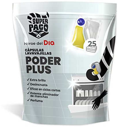 DIA SUPER PACO lavavajillas máquina poder plus en cápsulas bolsa 25 uds