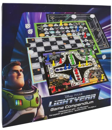 Cartamundi Lightyear Games Compendium, Enjoy 4 Different Board Games Including Nine Men's Morris, Draughts, Ludo, Ladders Board Game, Great Gift For Ages 4+