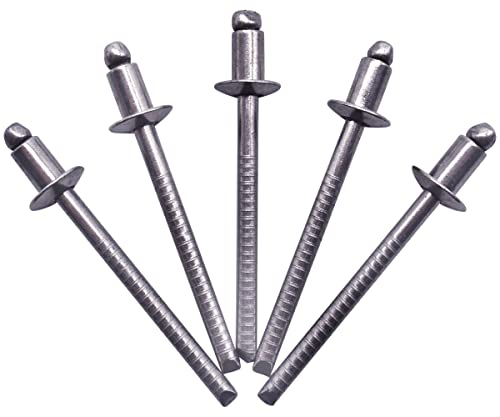 SKIR'CO (150 Stück) Edelstahl Blindnieten 4,0 x 6 mm, Kuppelkopf, Popnieten, DIN 7337, A2 Nieten, Nutdorn