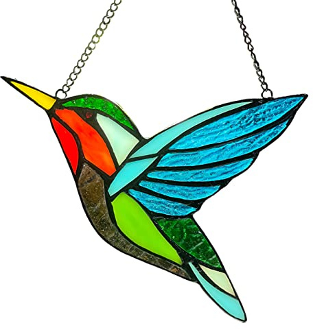 Kolibri, Buntglas-Fensterbehang, Vögel, Buntglas-Dekorationen, Vogel-Sonnenfänger für Fensterdekoration, Kolibri-Geschenke für Mutter, Vogelliebhaber