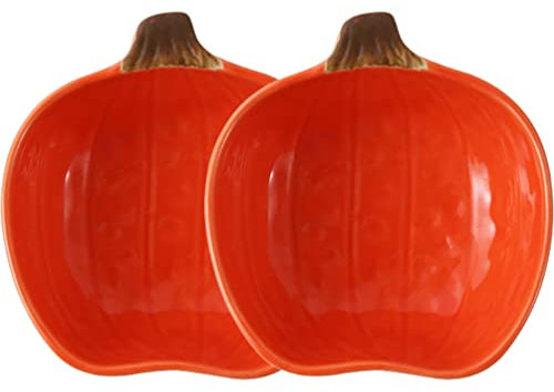 SHERCHPRY 2 x Kürbis-Gewürzbehälter, runde Sojasaucen-Dip-Schüsseln, Keramik-Gewürzschalen, Essigschalen für Ketchup, Grillen, Sushi