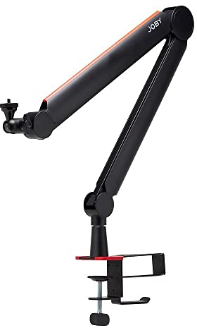 JOBY Wavo Boom Arm, Professional Boom Microphone Arm for Streamers and Podcasters, Silent Boom Arm, Cup and Headphones Holder, Table Clamp, Hidden Cable Chanel for Cable Management, Black
