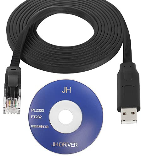 QIANRENON USB Console Cable USB A to RJ45 Network Device Console Debug Cable, FT232 Chip, TTL Level 0V-5V, with The Driver Disc Switch Router Firewall Server, 3m (9.8FT)