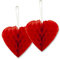 AKH® Rote Waben-Liebesherz, 23 cm, 2 Stück, zum Aufhängen, Papier, Valentinstag, rote Hänge-Herzen, Pompons für Hochzeit, Valentinstag, Jahrestag, Partyzubehör