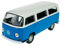 Welly Volkwagen T2 Blau mit weissem Dach Bus Transporter 1967-1979 ca 1/34-1/39 Modell Auto Die Cast Neu im Kasten