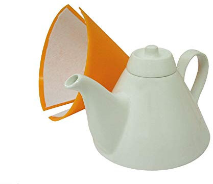 TETERA CAFETERA CONO PORCELANA 450 ML TERMO NARANJA