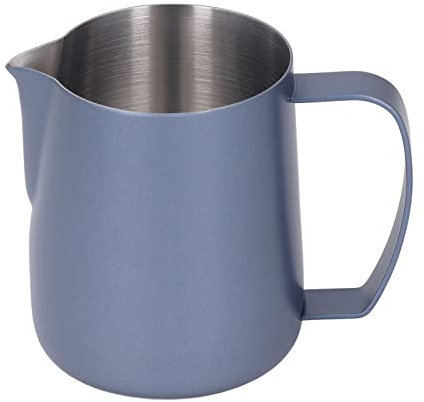 Jarra de Leche, 450 Ml 304 Acero Inoxidable Espumador de Leche Jarra Decantador de café Jarra Capuchino Espumador de Leche Taza Barista Herramienta para el Hogar Café Oficina (Azul real)