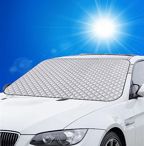 Sonnenschutz Abdeckung faltbar Frontscheibe 4 Schichten 150x100cm Auto Frontscheibenabdeckung Autoscheibenabdeckung gegen Strahlung Sonne Staub Schnee EIS Frost (1x)