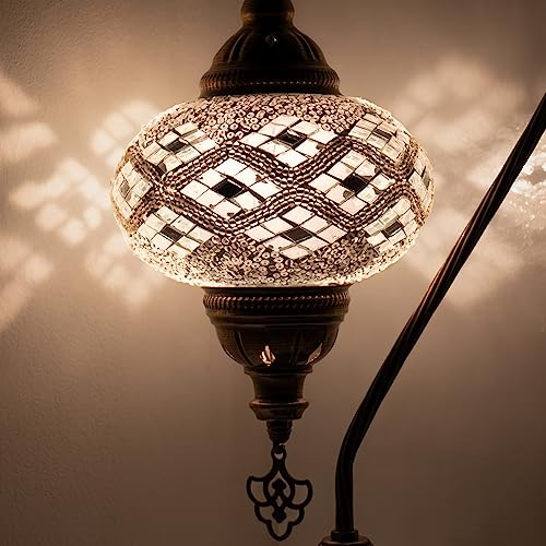 Orientalische Marokkanische Mosaik Tischampe Handgefertigte Dekorative Türkische Mosaiklampe (10. Weiß)