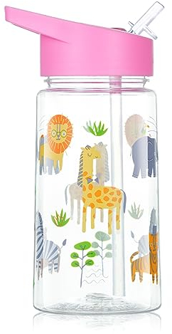 flintronic - Botella isotérmica para niños, 450 ml, botella para niños, con paja, sin BPA Tritan, botella de agua antifugas reutilizable para escuela infantil