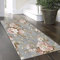 Rosa Blumenmuster Teppich Läufer Flur rutschfest Waschbar 70x260cm Grau Teppich Für Küche Polyester Eingangsteppich Für Küche, Flur, Eingang, Esszimmer, Waschküche, Balkon, Schmutzfangmatte