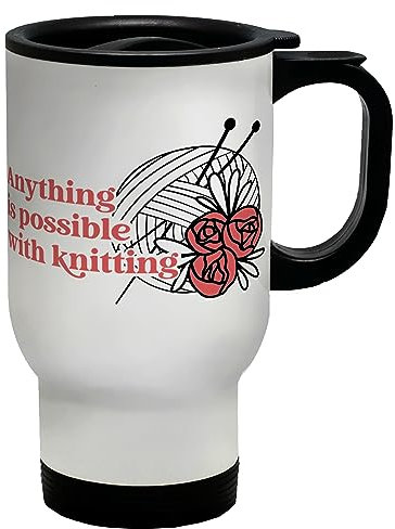 Shopagift Knitting Travel Mug Anything is Possible with Knitting Gift Stainless Steel 14oz Cup