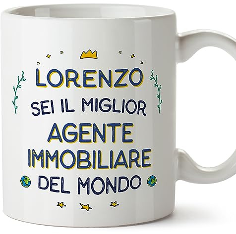 Mugffins Tassen Personalisierten für IMMOBILIENMAKLER Mann - Auf Italienisch - Migliore del Mondo - 11 oz / 330 ml - Individuell Anpassbar Geschenk Mitarbeiter