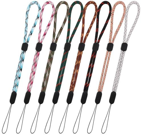 Giantree Correa de muñeca para teléfono móvil, cordón de nylon corto ajustable Correa de muñeca para teléfono móvil Llavero Cordón para cámara Cartera Llave USB Stick (8 colores)