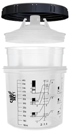 CARSKY Poche Peinture jetable 600ml 190µ Sky Pock avec Godet et Bague de Serrage kit de 50