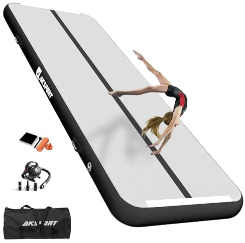 AKSPORT Air Matte Track Tumbling Matte,3/4/5/6m Aufblasbar Gymnastikmatte Turnmatte Tumbling Matten 10/20cm hoch mit Luftpumpe für Zuhause/Taumel/Turnhalle/Ausbildung/Cheerleading