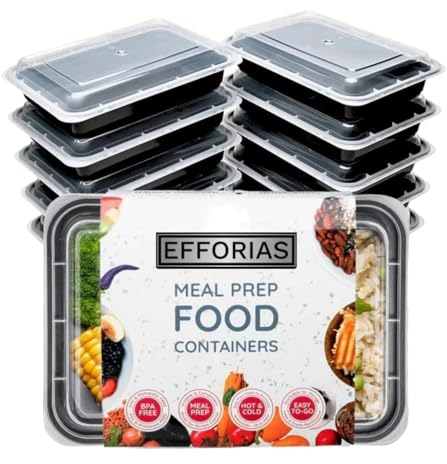 Efforias [20 Pack, 28oz] 1 Compartment Plastic Meal Prep Containers - Reusable BPA Free Food Containers with Airtight Lids - Microwavable, Freezer and Dishwasher Safe