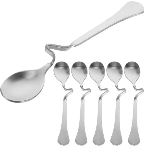 OSALADI 6pcs S-Shaped Stainless Steel Coffee Spoons, Bent Handle Stirring Spoons for Coffee, Tea, Desserts