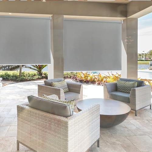 Randaco Tenda da sole verticale per balcone, 180 x 240 cm, protezione solare laterale, tenda avvolgibile per balcone, terrazza, giardino, grigio chiaro, M1-6260-LXLc