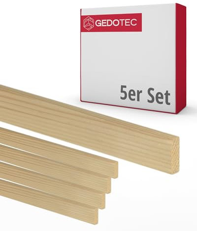 Gedotec Holzleisten - Holzbretter zum bauen Bastelklötzchen 100 cm lang | 5 Stück 10 x 19 mm | BASIC | vielseitiges Holz zum Basteln von verschiedenen Objekten - für Fensterbank Verkleidung innen