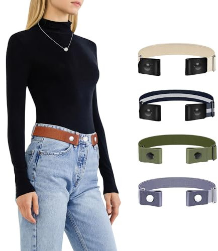 TOURZOO Gürtel für Damen/Herren, ohne Schnalle, elastischer Gürtel, unsichtbar, keine Schnalle, Stretch-Taillengürtel für Jeanshosen, 1 Stück/Braun, S-M:Waist size 20''-50''