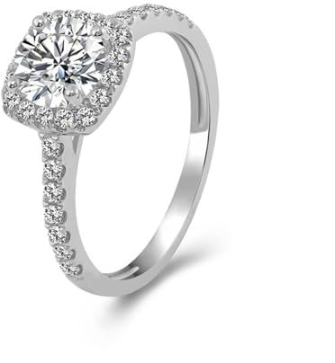 Wedding Ring, Diamond Ring 925 Silber Größe 60 (19.1) 1 Moissanit 1Ct Rundschliff D Farbe Npassbar Für Jahrestag Verlobungsring Damen Boho