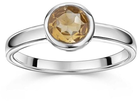 Materia Citrin Ring Silber 925 rund - Damen Ringe mit Stein orange SR-184-58