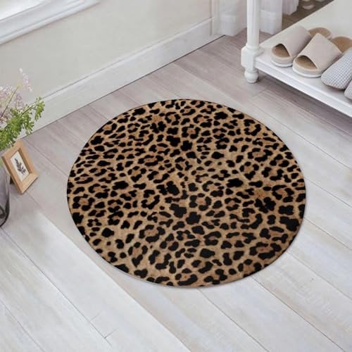 EMFSLA rutschfest Badezimmer Badeteppiche,Weich Hochflor Saugfähig Badvorleger Waschbar Flauschige Mikrofaser Badematte,Leopardenmuster-Design für Nahtlose Druckarbeiten,60x60 cm