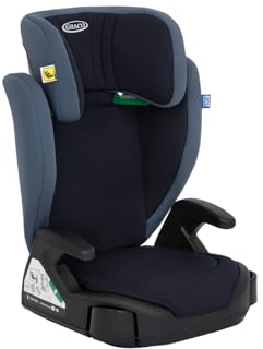 Graco Junior Maxi™ i-Size R129 Kindersitz, ca. 3,5 bis 12 Jahre (100 bis 150 cm), Kindersitzerhöhung, Kopfstütze höhenverstellbar, leicht, mit Getränkehalter, blau, Navy