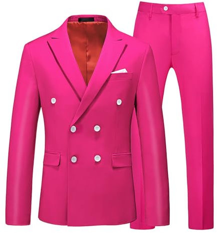 LinRim Tuta da uomo, 2 pezzi, slim fit, tuta monopetto, giacca da uomo, pantaloni per affari, matrimonio, slim fit, 2 pezzi, da lavoro, pantaloni sacco, pantaloni formali, business smoking blazer e