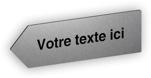Flèche directionnelle gravée autocollante personnalisable, Plaque signalétique orientation Gauche – alu brossé - format 20x6