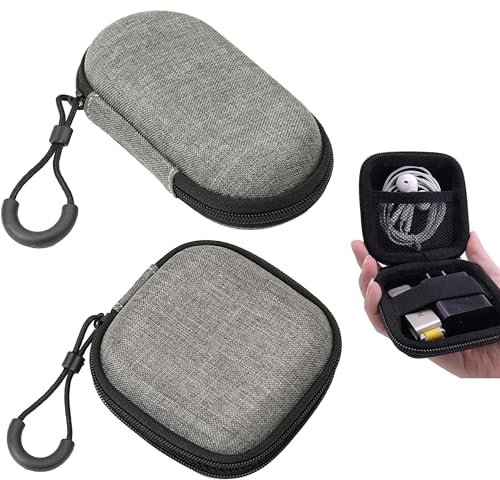 2Pcs Shockproof Earphone Cases, Multi-function Portable Headphone Case, EVA Zipper Hearing Aid Case, Easy to Carry,Great for Earbuds, Cables, Keys, Memory Cards and Small Items (Gray)