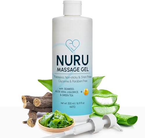 Nuru Massagegel 500ml | Massageöl Alternative | Bio Aloe Vera, Seetang, Grüner Tee, Süßholz & Vitamin B5 | Wasserbasiert | Frei von Parabenen & Glycerin | Body-to-Body Formel