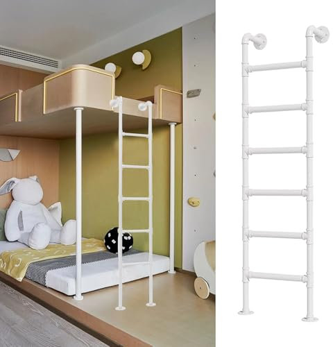 Hohe Dachbodenbett-Stufenleitern, 4 Fuß, 5 Fuß, 6 Fuß, 7 Fuß, 8 Fuß Höhe Eingangs- und Ausstiegsleiter, an der Wand montierte Metall-Stufenleiter für Außendach/Garage, Bibliothek, Deck(130cm/51in)