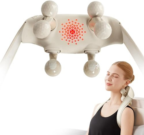 SKG Nackenmassagegerät mit Wärme,Schulter Shiatsu Massagegerät, Comfier 6D weißer Massagekopf,Geschenke für Männer und Frauen,H7 Ultra