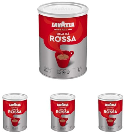 Lavazza, Qualità Rossa, Café Molido Natural, Ideal para Cafetera Italiana, de Filtro y Francesa, con Notas Aromáticas de Chocolate, Arábica y Robusta, Intensidad 5, Tueste Medio, Lata de 250 g
