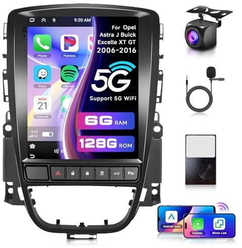 6G+128G 8 Core Android Autoradio per Opel Astra J Buick Excelle XT GT 2006-2016 9 Radio Auto con Carplay Android Auto Senza Fili Mirror Link Bluetooth FM/RDS/EQ/DSP WiFi GPS SWC Telecamera Posteriore