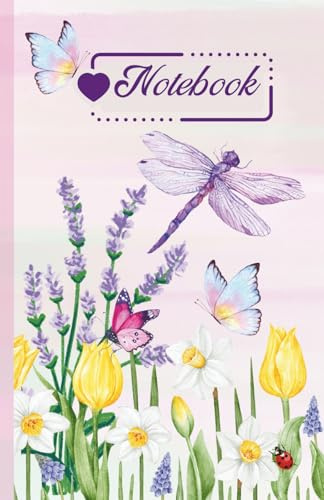 Notebook: Floral Dragonfly and Butterflies