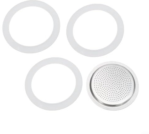 Filtro di ricambio per moka e guarnizione in silicone per un'esperienza ottimale di preparazione dell'espresso (6 tazze)