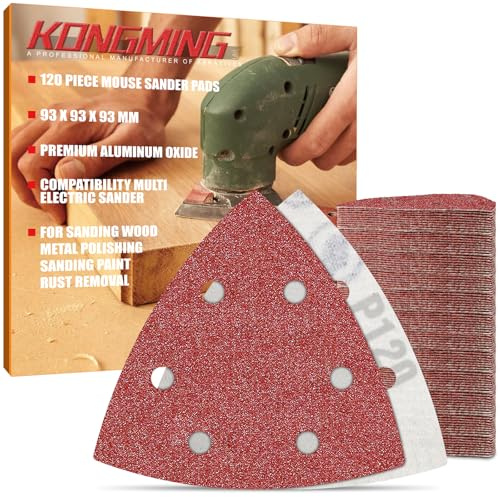 KONGMING Schleifpapier Dreieckschleifer klett 6 Loch 120 Stück Körnung 120 Schleifblätter fur Detailschleifer