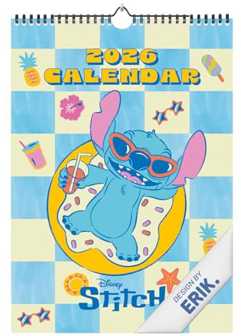 Grupo Erik Stitch Kalender 2026 Wandkalender 2026 - A3 Kalender 2026 Familienplaner 29,7 x 42 cm 12 Monate - Offizieller Disney Stitch Fanartikel