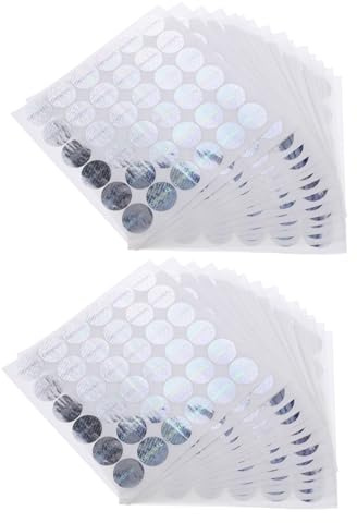 Selbstklebende 14 Blatt Hologramm Etiketten Fälschungssichere Rund | Beschichtetes Papier, Silberne Glitzernde Optik, für Handel und Gewerbe, Manipulationssicher