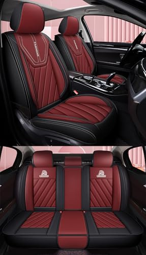NOBQUA Leather Car Seat Covers Full Set for 5 Seats – Fits Jaguar XE/XF/F-PACE/E-PACE – Waterproof, Anti-Slip – Universal Fit for Most Cars & SUVs