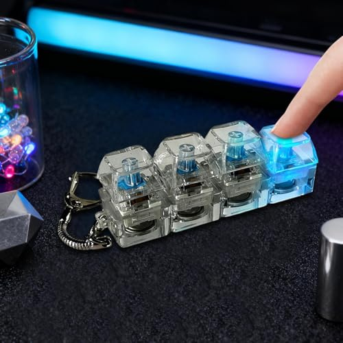 Clicker Fidget Tastaturs Mit LED Licht - Tastaturs Schlüsselanhänger Fidget TastaturClicker Stressabbau Spielzeug, 4 Knöpfe Clicks FidgetToy Schlüsselanhänger Für Angst, Büro, Schule Und Reisen
