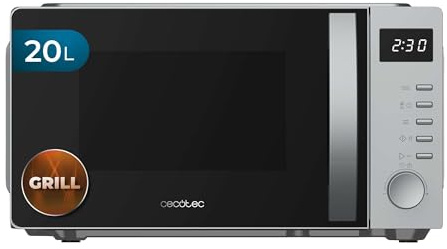 Cecotec Microonde Digitale Proclean 5005 Silver. 700W, 20L, Tecnologia 3DWave, 5 Livelli di Potenza, Timer 30 Minuti, Scongelamento, Schermo con Orologio, i Tuoi Piatti Caldi Subito Pronti all'Istante | 700 W di potenza, tecnologia 3DWave, funzione antigelo, fino a 95 minuti di tempo di cottura