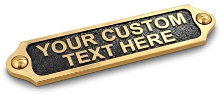 Customisable Brass & Black Door Plaque 22 x 5 cm | Personalised Engraved Name Plate for Home, Office, Business, Hotel, Room, Gate, Wall & Memorial Sign | Includes Fixing Screws